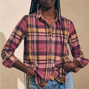 Faherty Women's Plaid Button Down Shirt - Pink and Yellow